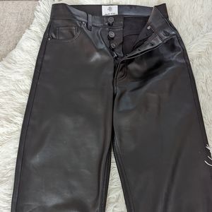 Anine Bing vegan leather straight leg pants small